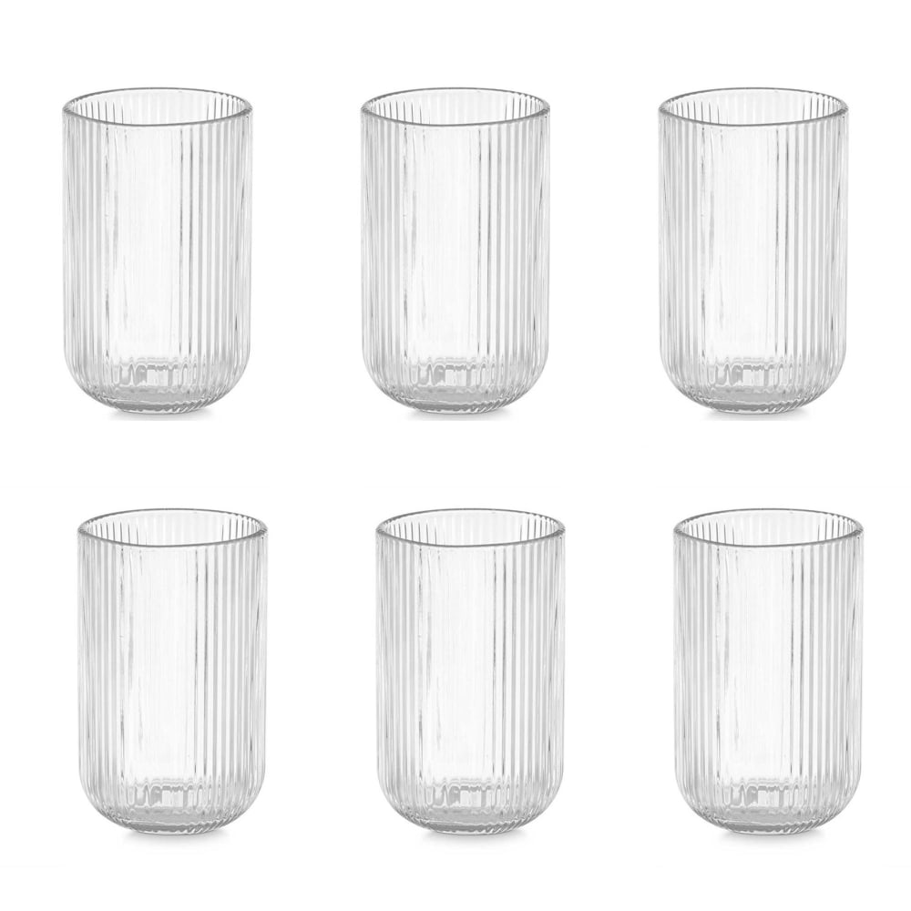 Set de 6 gobelets à eau en verre strié 43cl