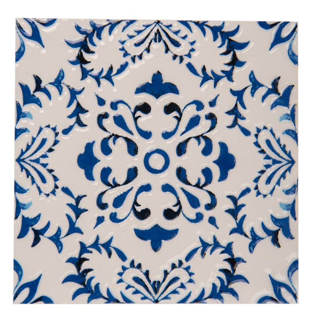 Dessous de plat en céramique bleu et blanc 15x15cm