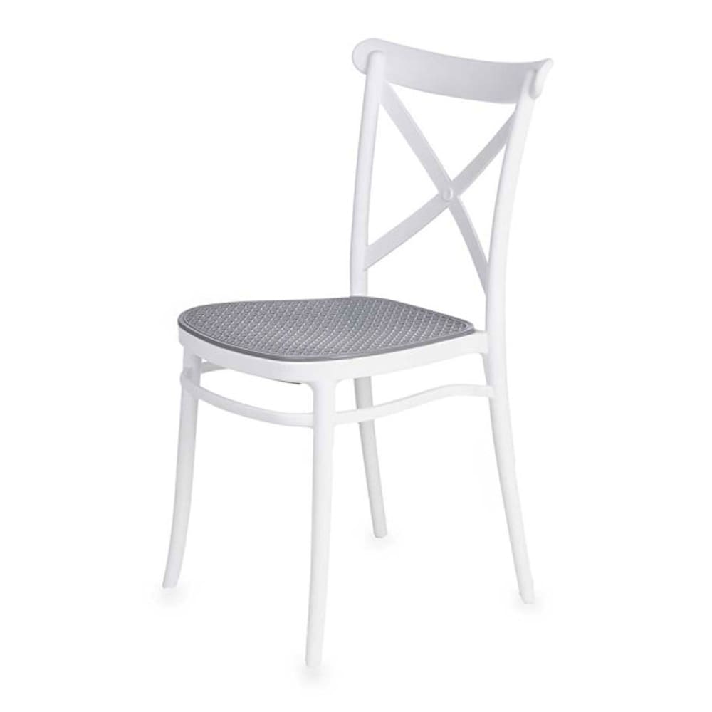 Chaise en plastique blanc et gris 51x42x85cm — Beyit