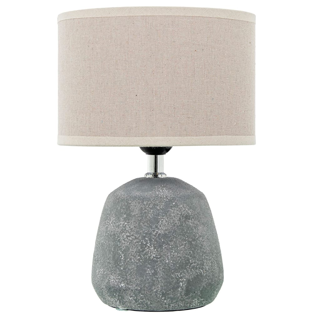 Lampe à poser en céramique grise et abat-jour beige antique 20x20x28cm