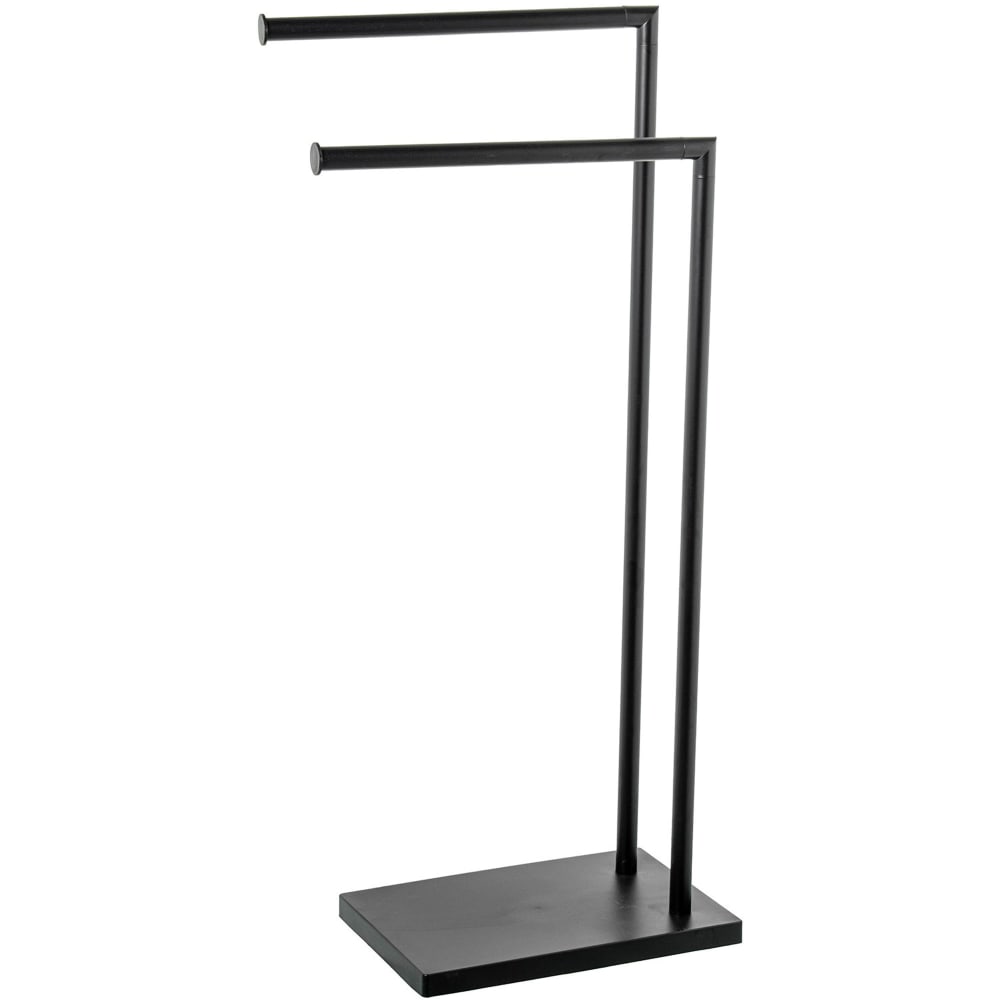 Porte serviette sur pied en métal noir 2 bras 37x20x79cm