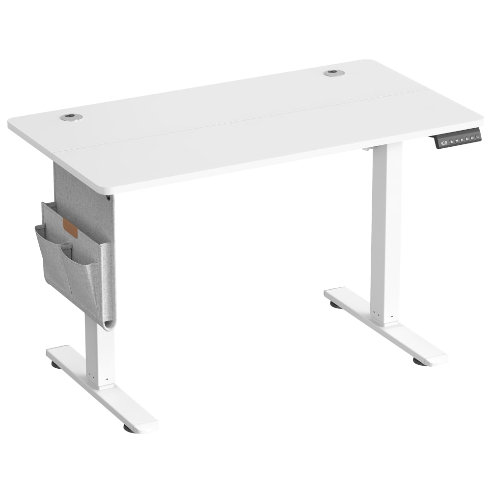 Bureau réglable en hauteur 100 x 60 cm fonction mémoire blanc Bureau réglable en hauteur 100 x 60 cm fonction mémoire blanc