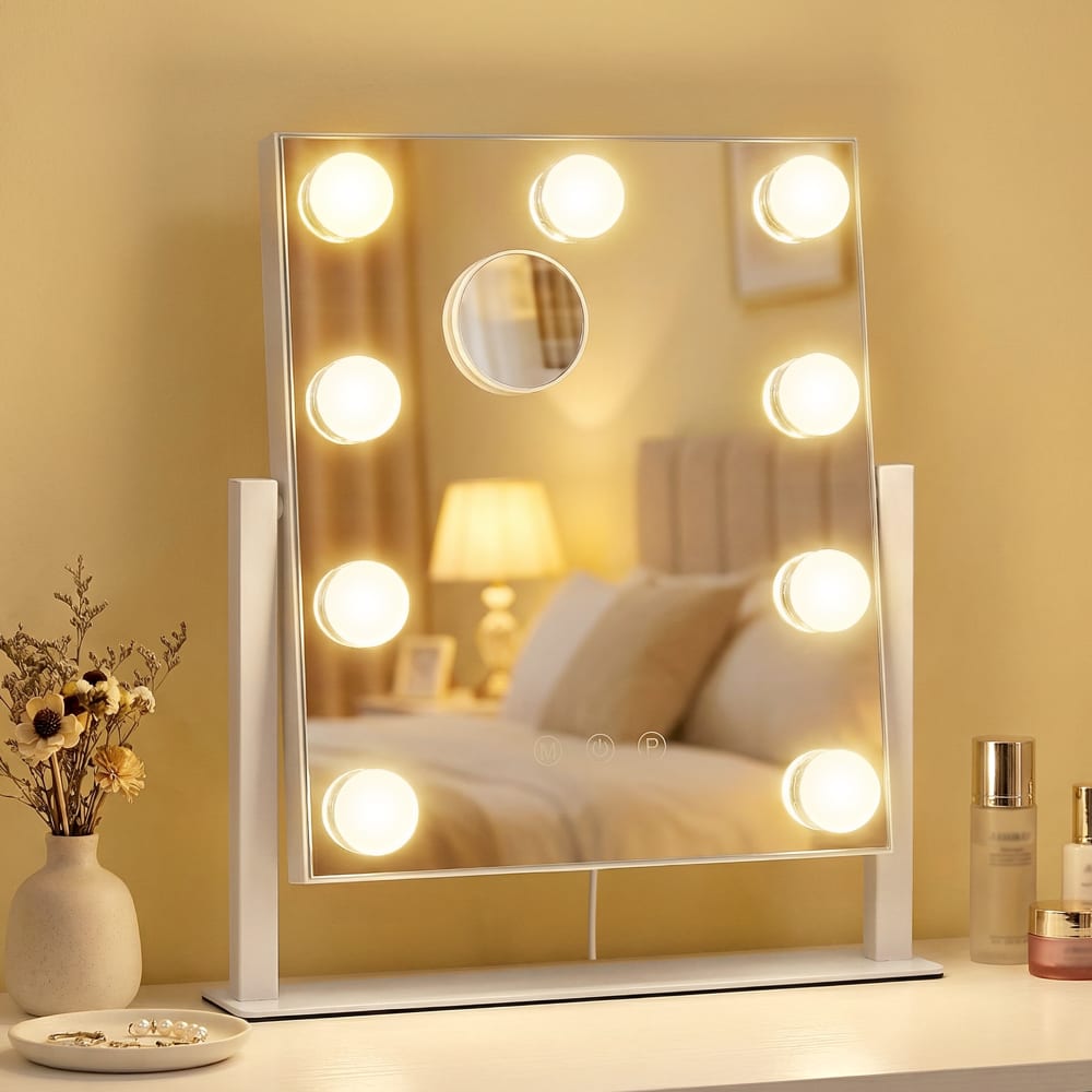 Miroir cosmétique grossissant 10x 3 couleurs de lumière blanc — vue 4