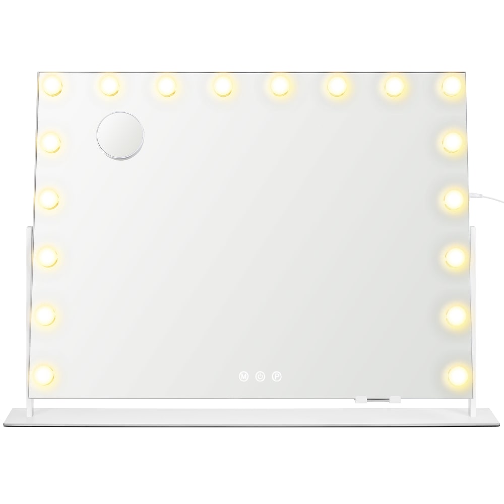 Miroir de maquillage avec ports de charge 18 ampoules blanc