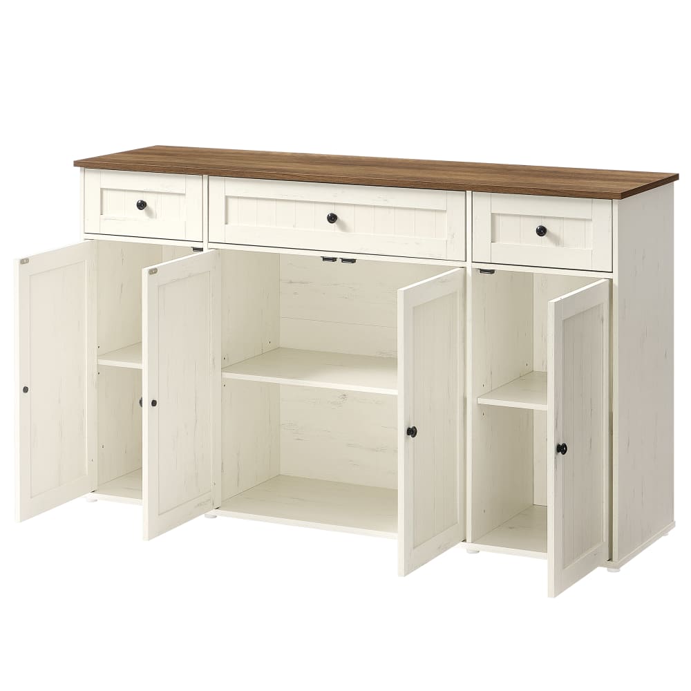 Buffet toolless meuble de cuisine avec plan de travail blanc et marron