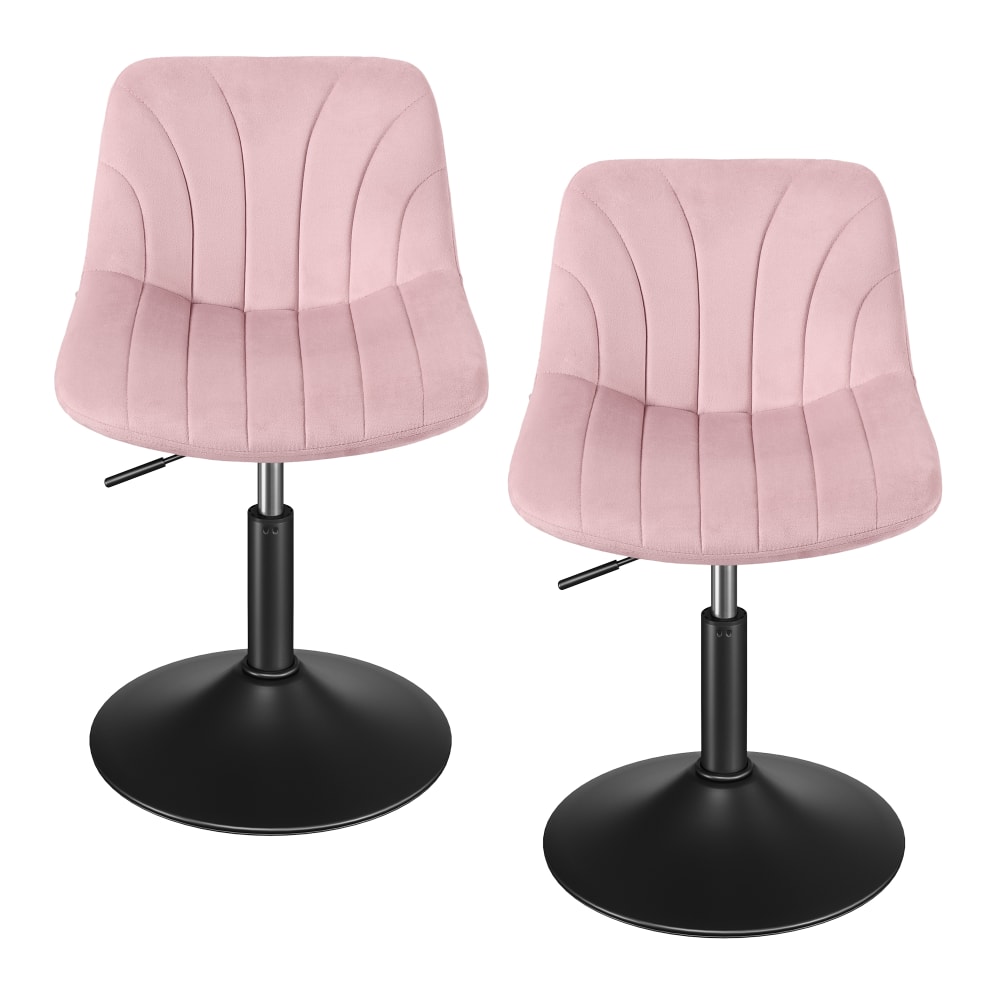 Lot de 2 chaise de coiffeuse réglable tabouret avec dossier rose