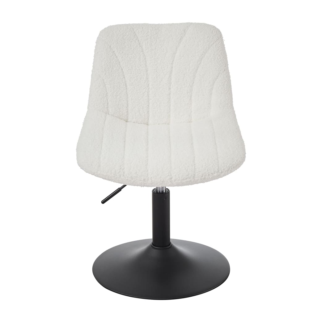 Chaise de coiffeuse réglable tabouret avec dossier tissu peluche blanc
