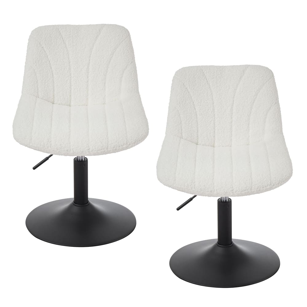 Lot de 2 chaise de coiffeuse réglable tabouret avec dossier blanc