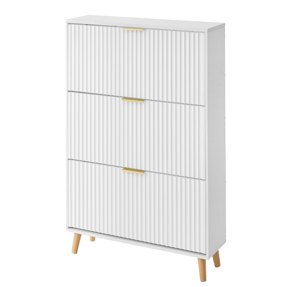 Armoire de rangement à chaussures 3 portes abattantes blanc