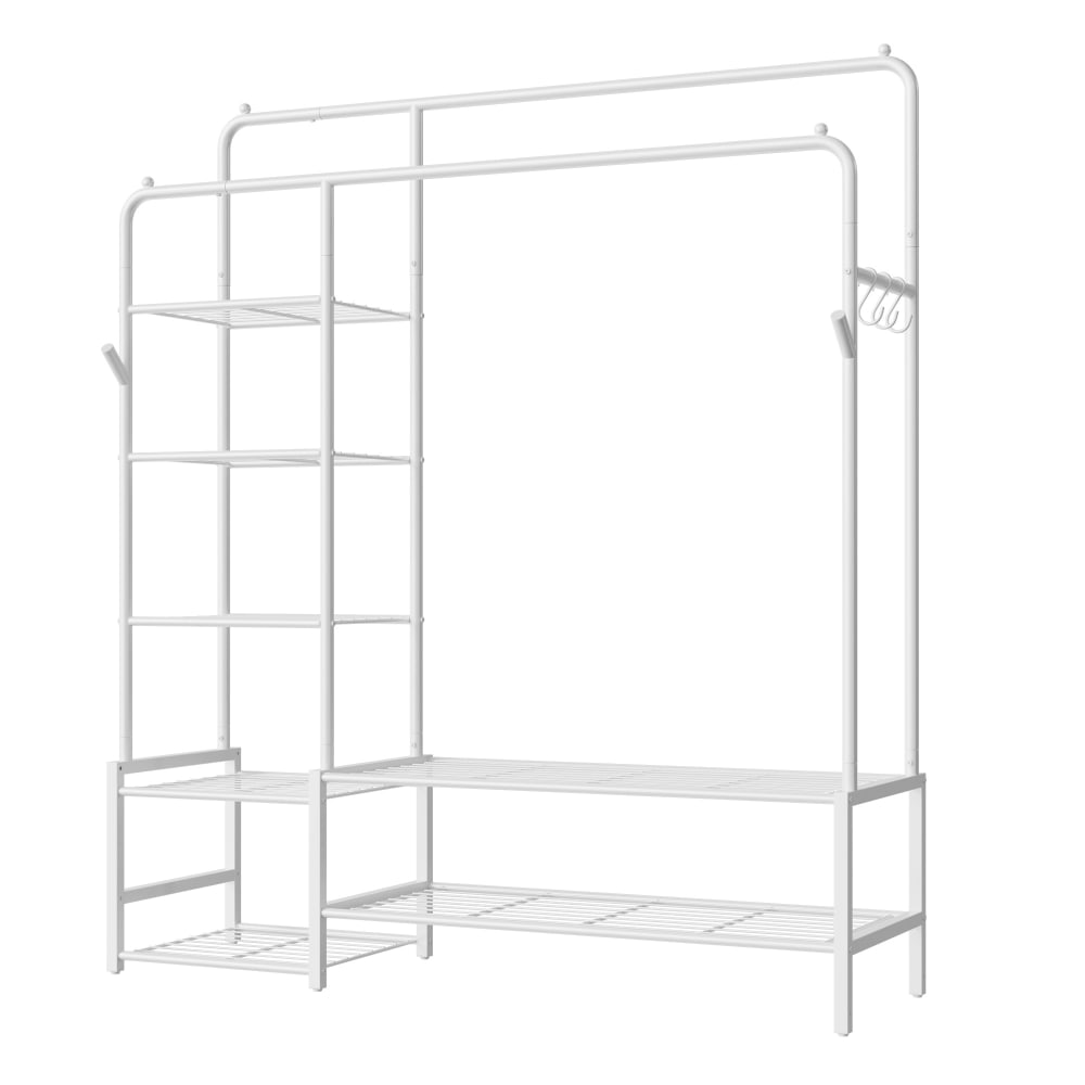 Portant à vêtements armoire ouverte tringle à vêtements blanc