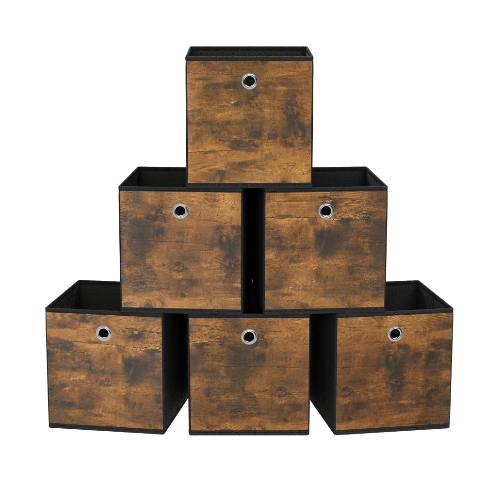 Lots de 6 paniers de rangement pliables en tissu noir et taupe Lots de 6 paniers de rangement pliables en tissu noir et taupe