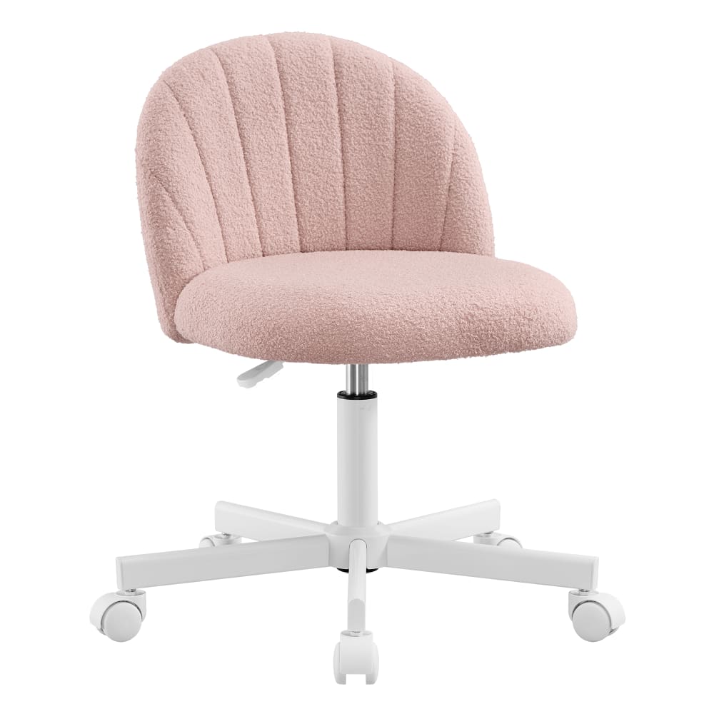 Chaise de bureau chaise coiffeuse en tissu peluche rose