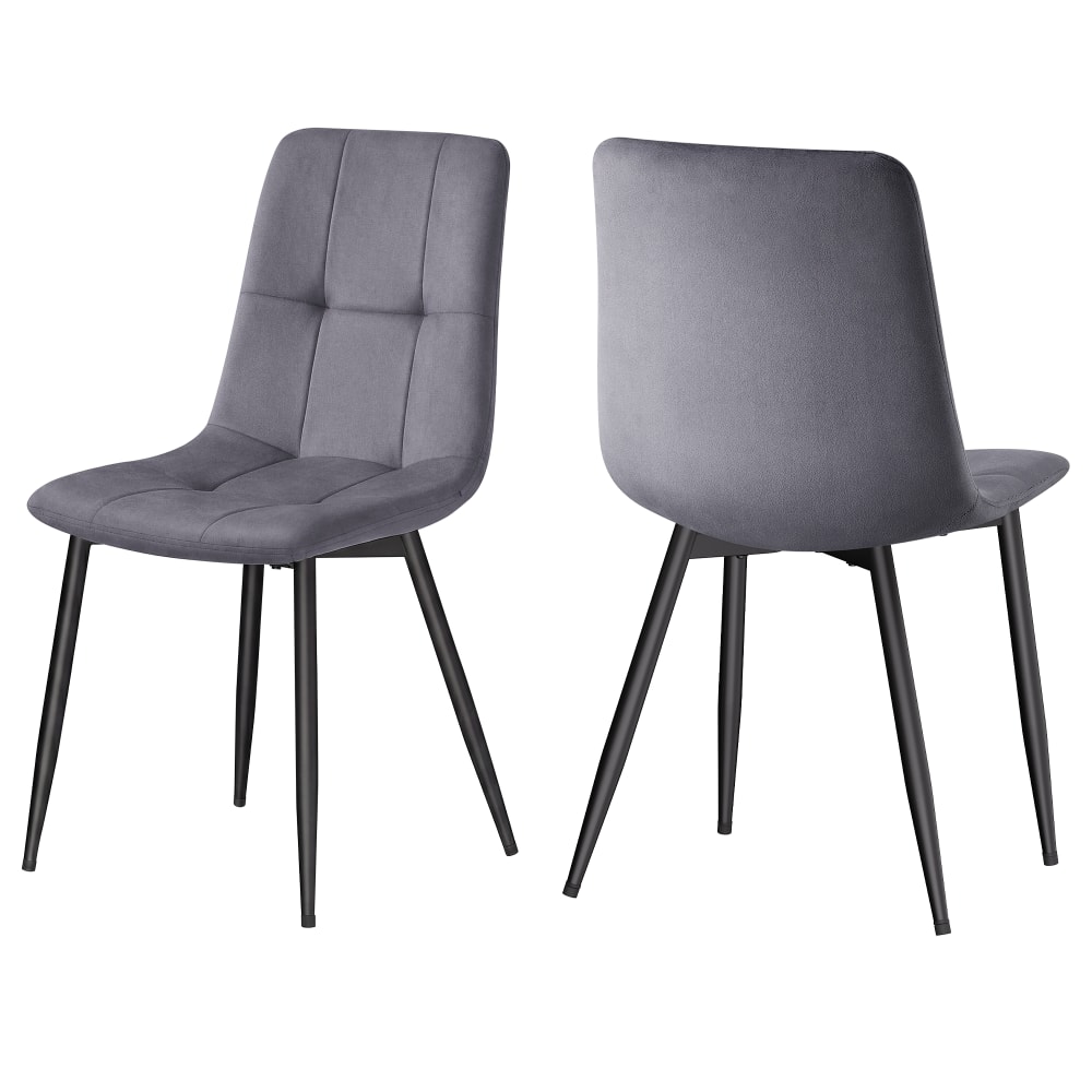 Chaises de salle à manger en velours confortable 43 x 51 x 82 cm gris