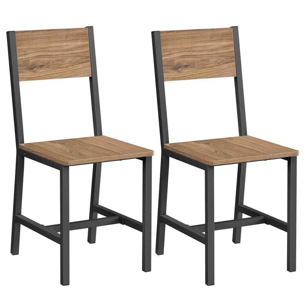 Chaise salle à manger lot de 2 cadre en acier marron blé et noir