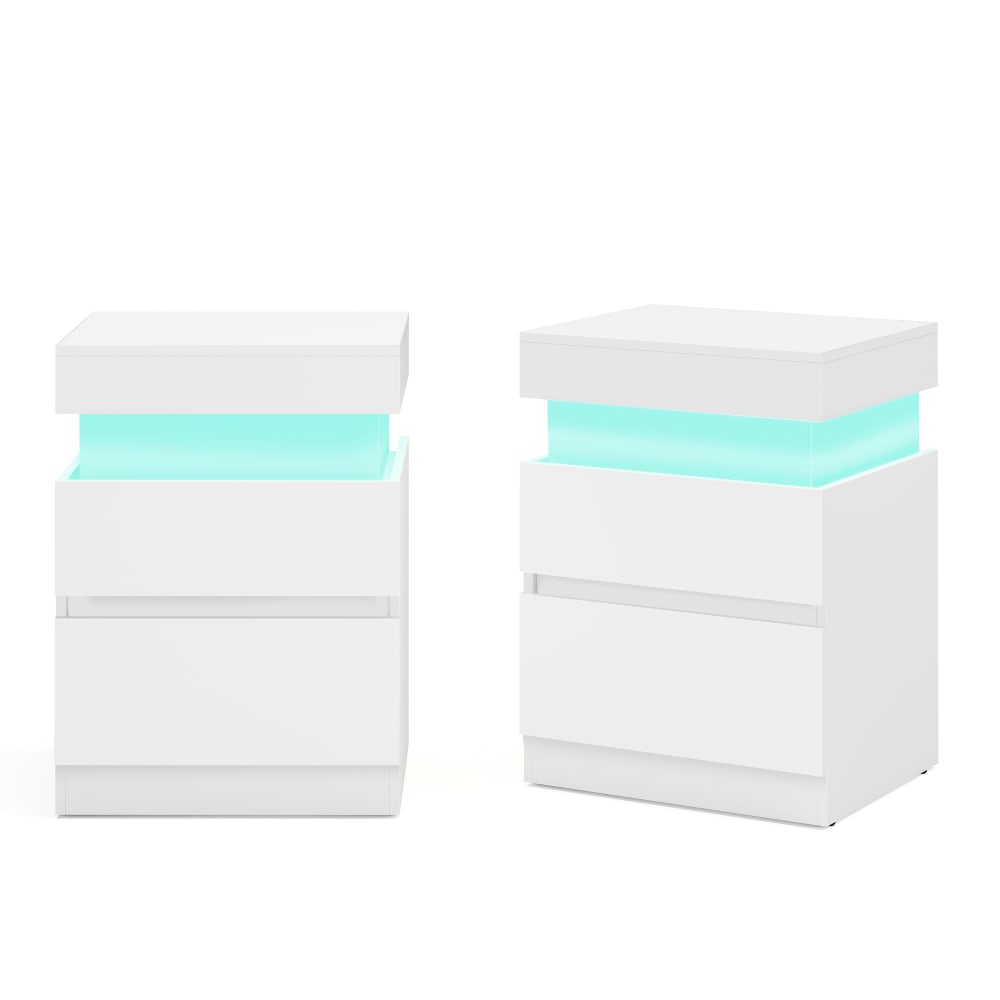 Table de chevet moderne lot de 2 multiprise intégrée blanc