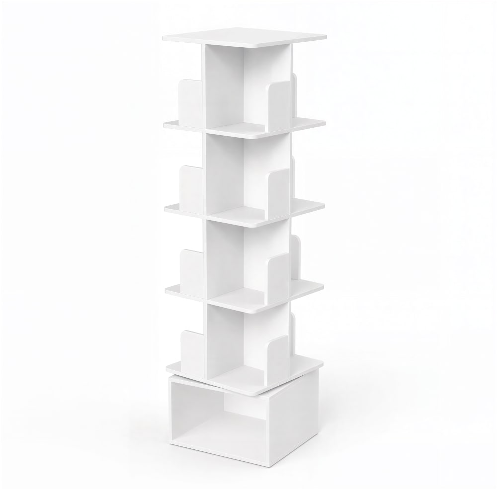 Étagère pivotante à 360° 5 niveaux bibliothèque ouverte blanc