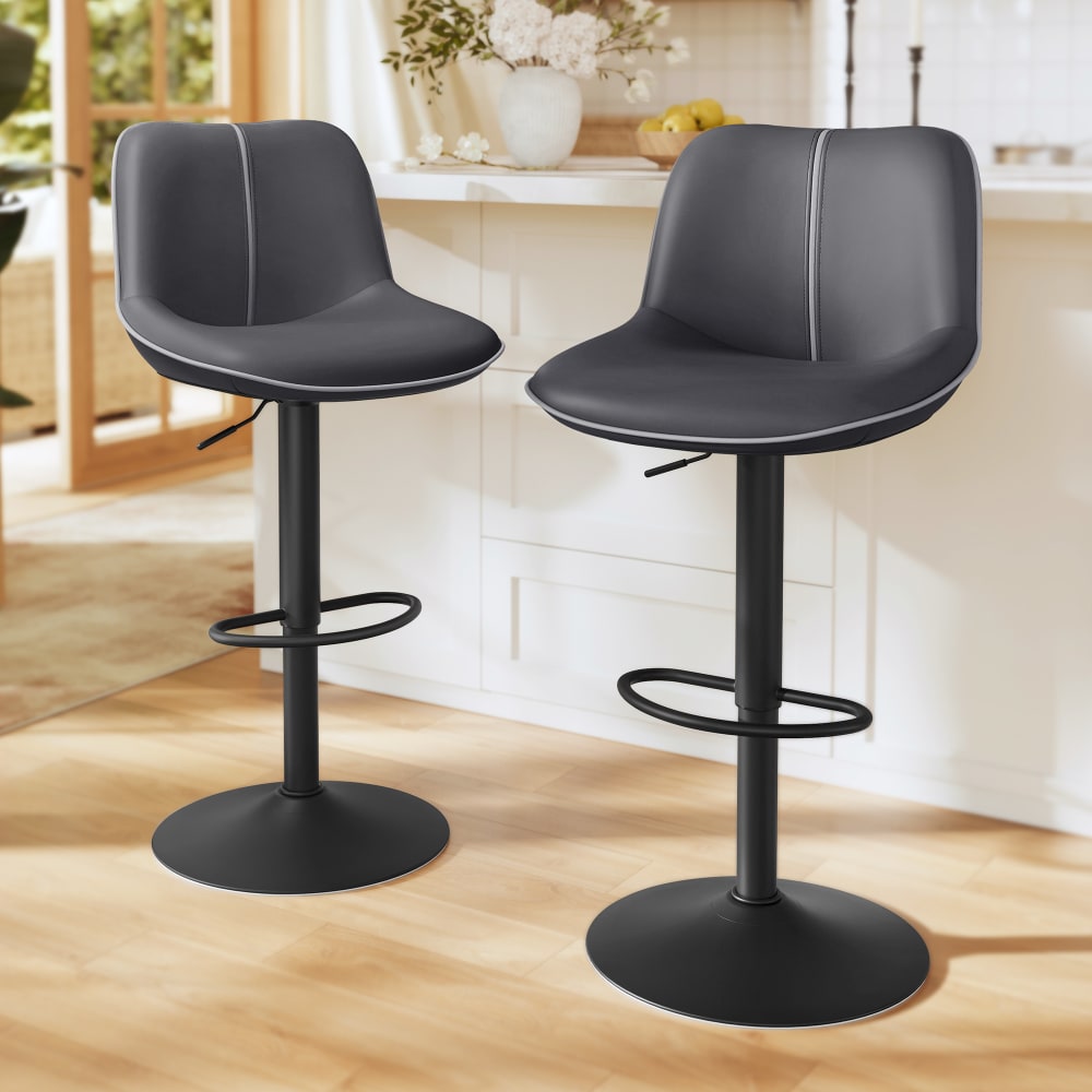 Lot de 4 tabourets de bar pivotants réglables en hauteur noir