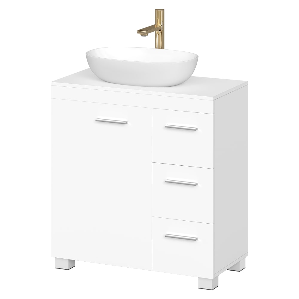 Armoire de salle de bain 2 compartiments et 3 tiroirs blanc