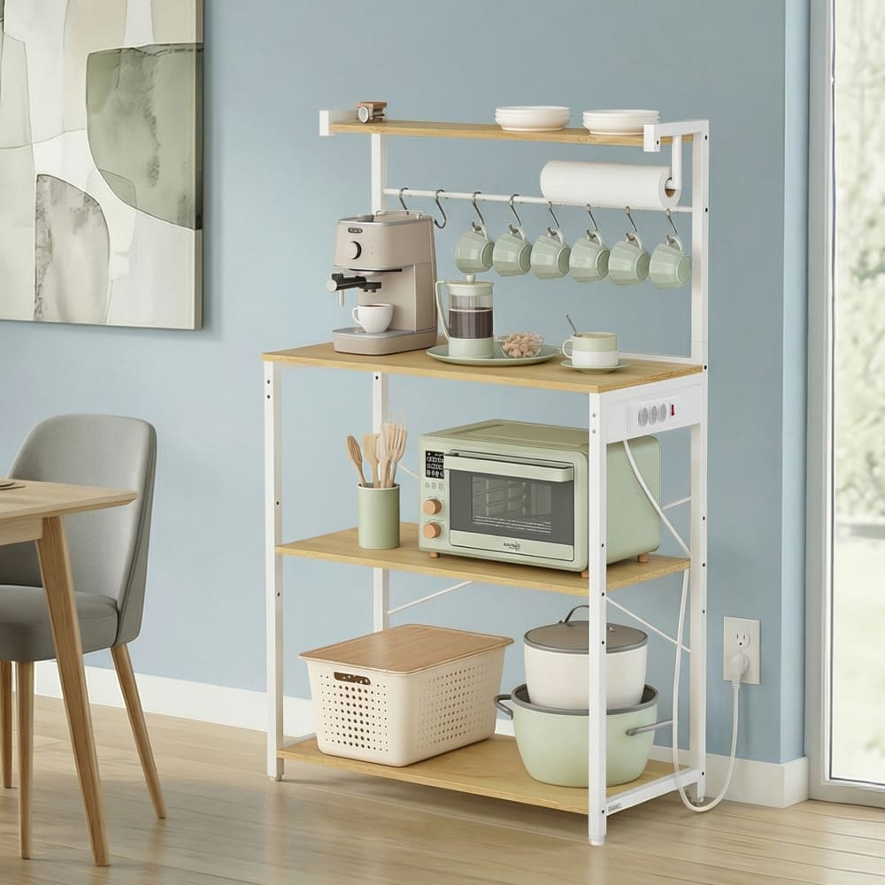 Étagère de rangement cuisine 80 x 40 x 140 cm doré et blanc