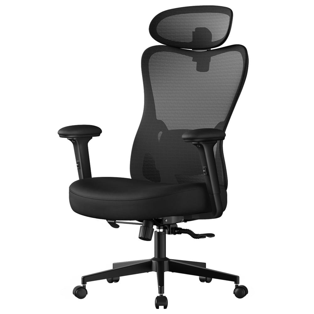 Chaise de bureau ergonomique jusqu’à 150 kg hauteur réglable noir