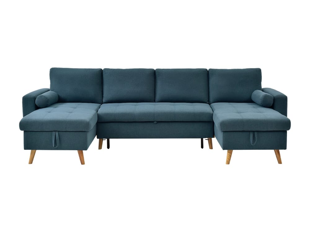 Canapé convertible polyester 5 places bleu canard}