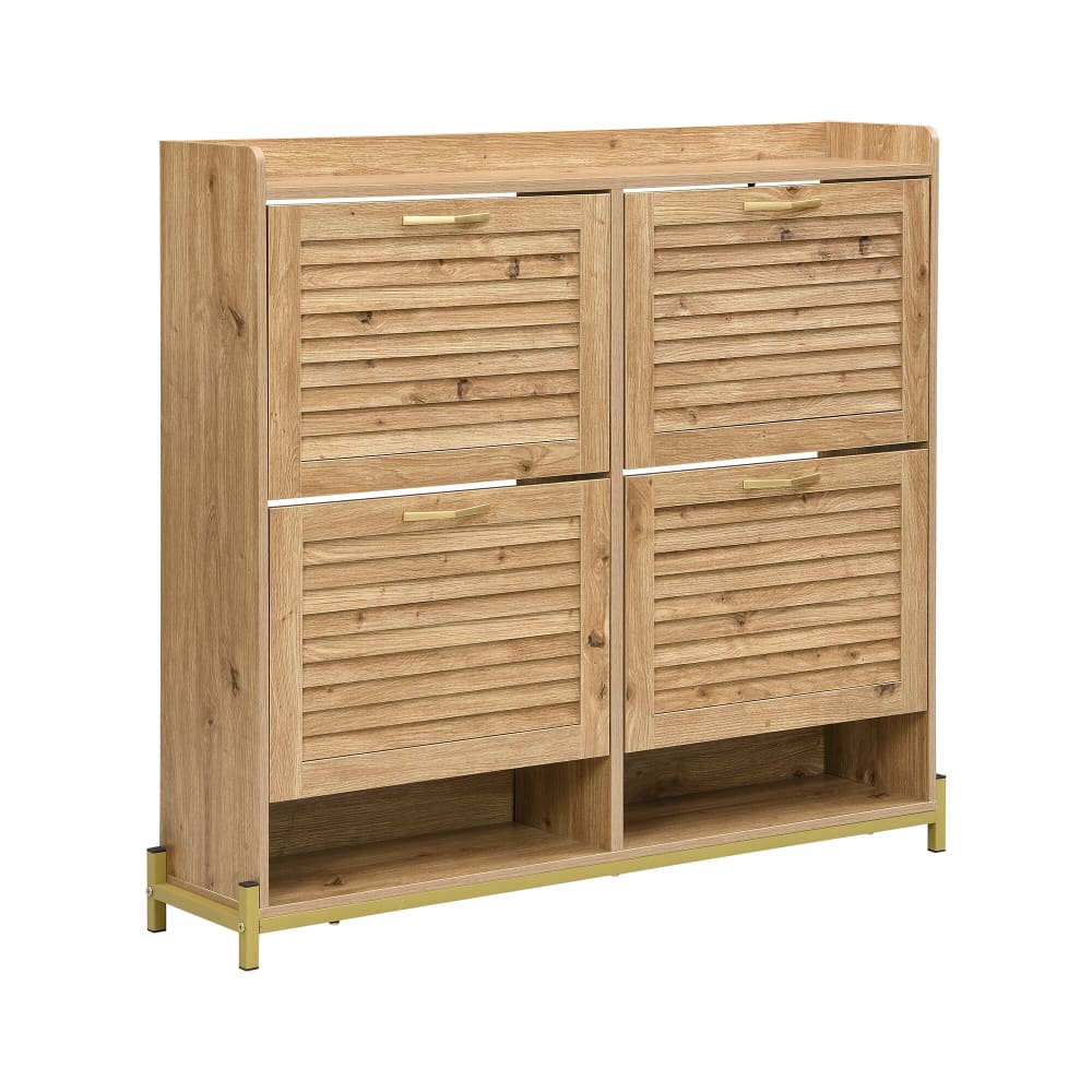 Meuble à chaussures 4 abattants en bois avec étagère basse