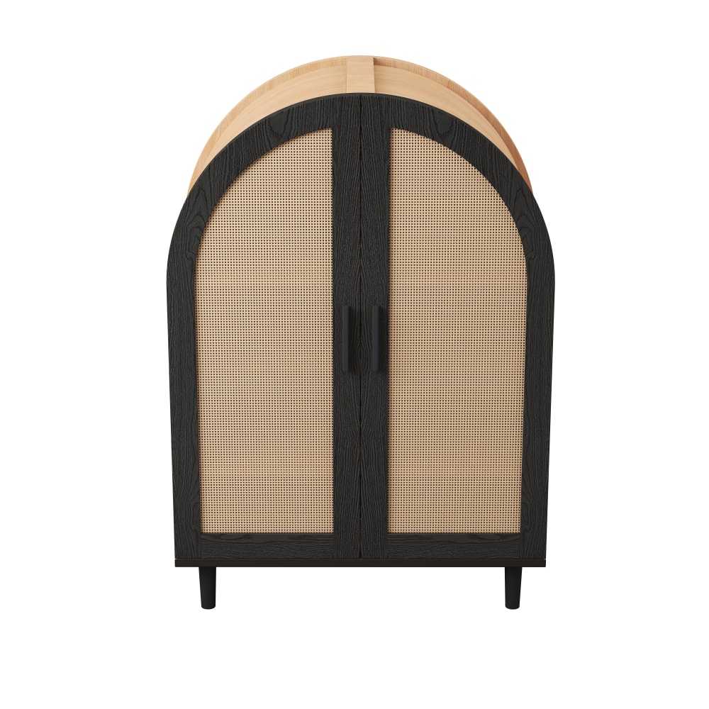 Armoire à chaussures rétro en bois avec portes cintrées et 4 étagères