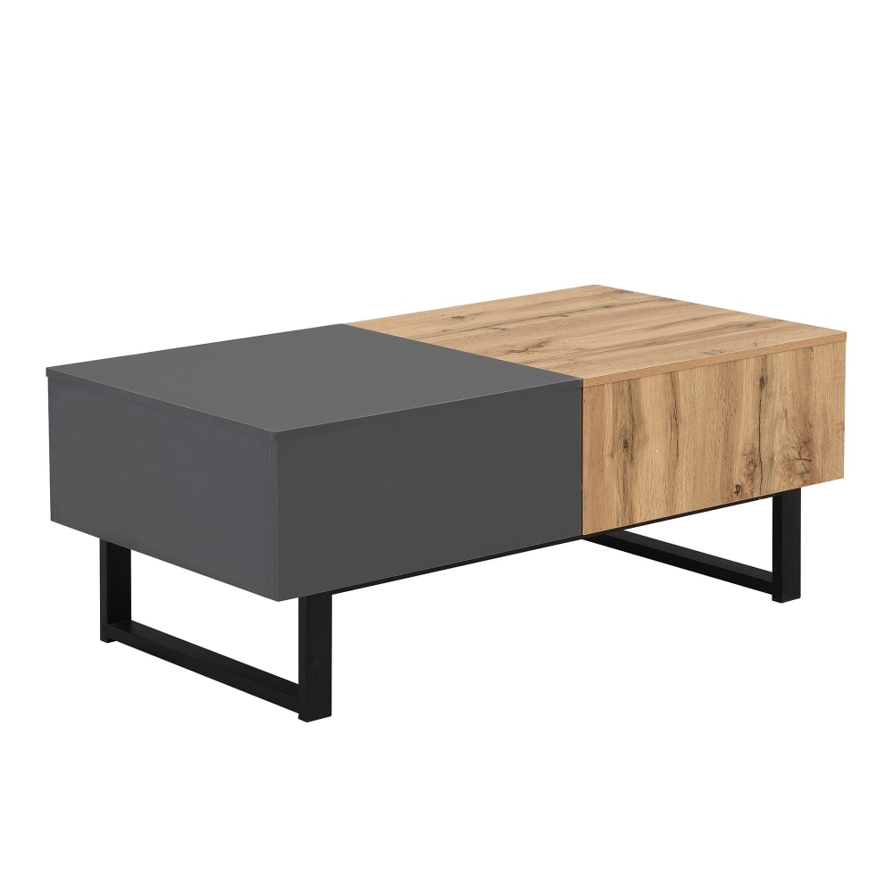 Table basse extensible avec rangement intégré en bois et métal