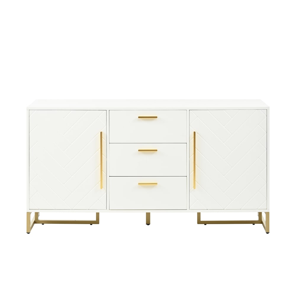 Elegantes Sideboard mit 2 Türen und 3 Schubladen, Weiß - Maisons
