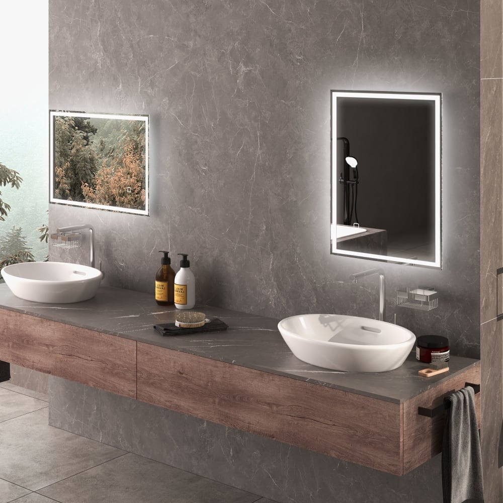 Miroir de salle de bain LED 50x70 cm avec interrupteur tactile
