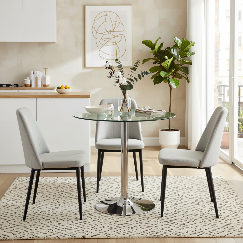 Urban Meuble Runder Bartisch aus Sicherheitsglas mit Metallgestell Transparent
