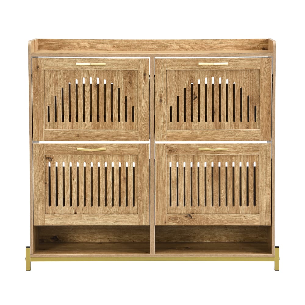 Meuble à chaussures 4 abattants en bois,beige