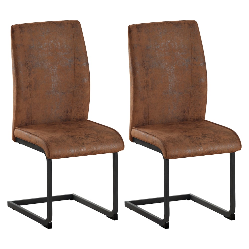 Lot de 2 chaises de salle à manger marron vintage