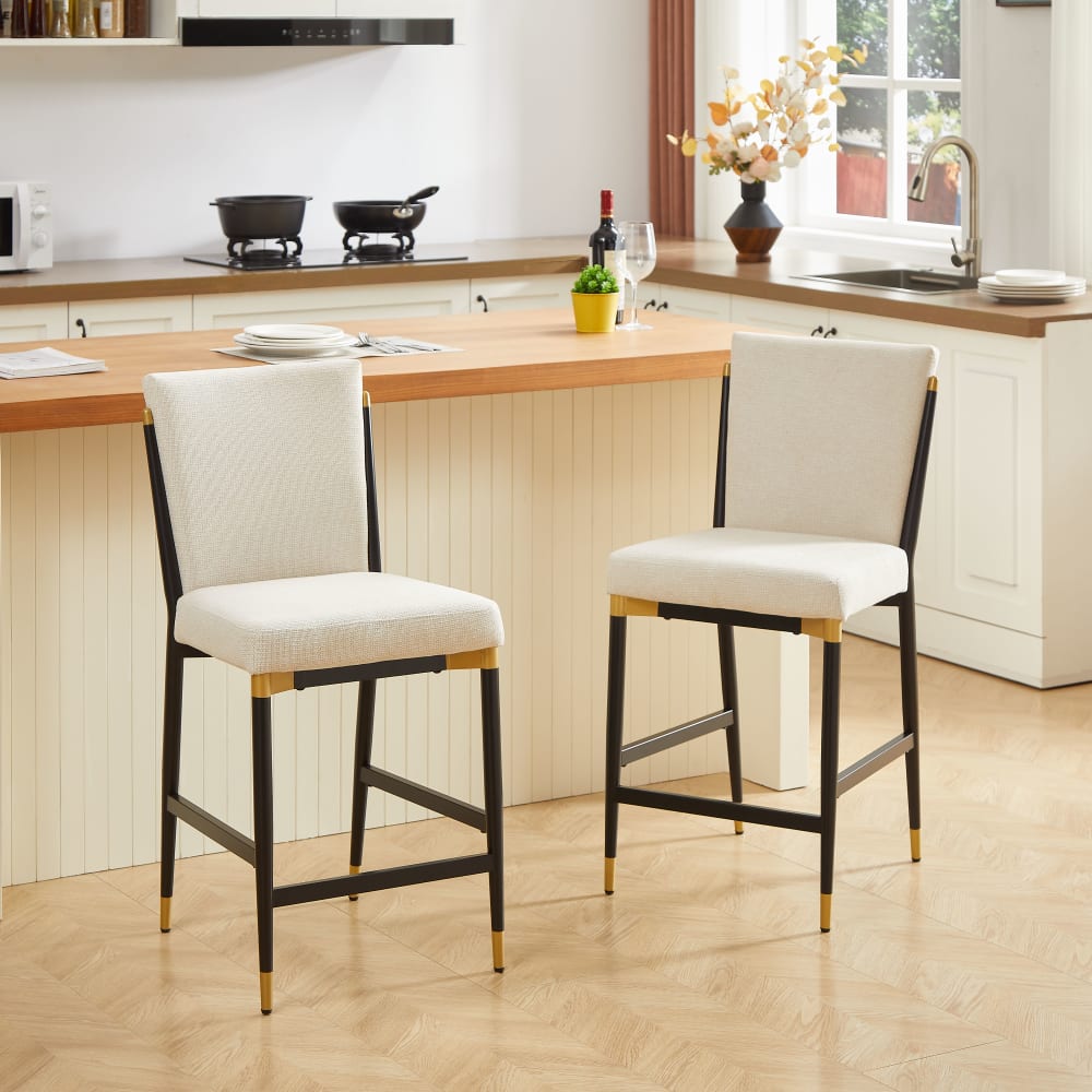 Urban Meuble Gepolsterter Barhocker in beigefarbenem Stoff - Stoff