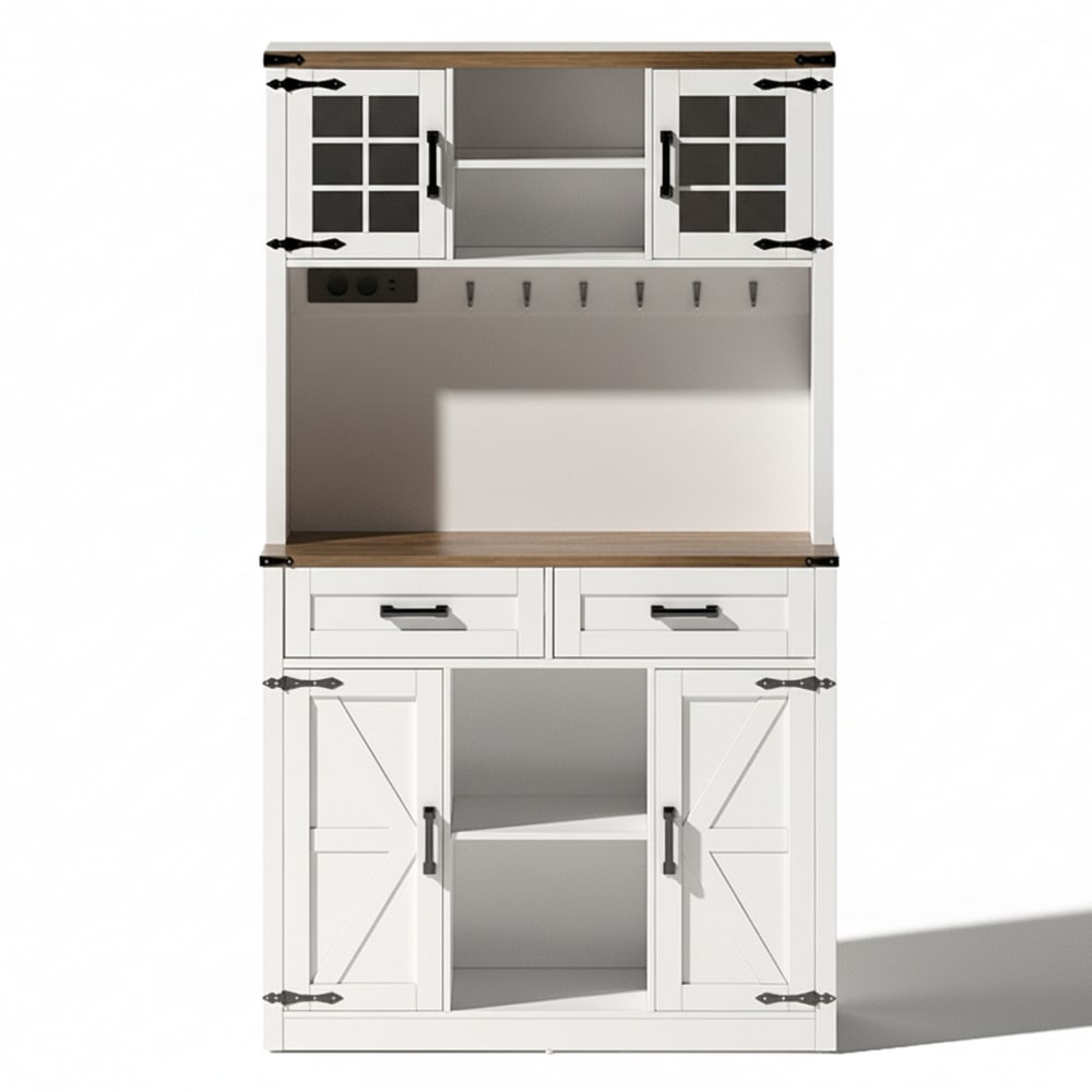 Buffet de cuisine vintage avec éclairage LED et grands rangements