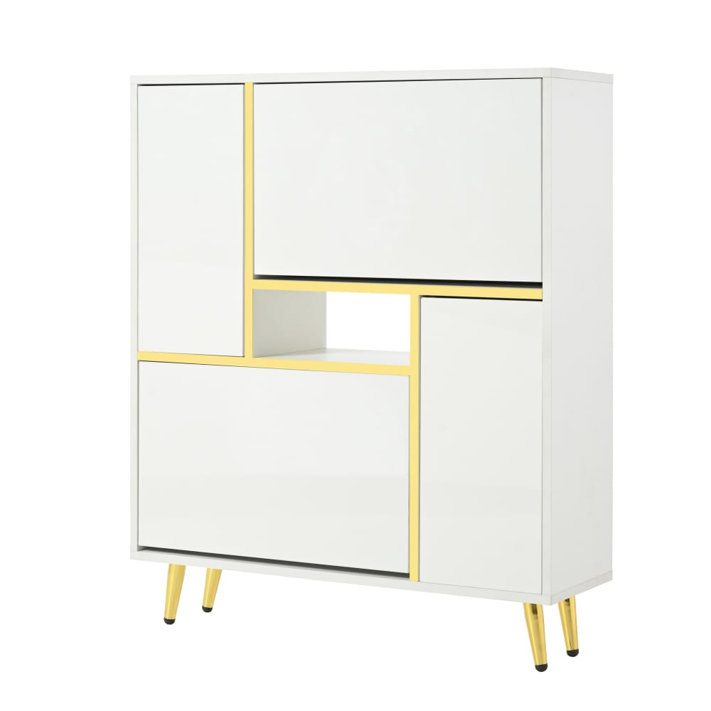 Armoire à chaussures blanche avec portes basculantes, rangement