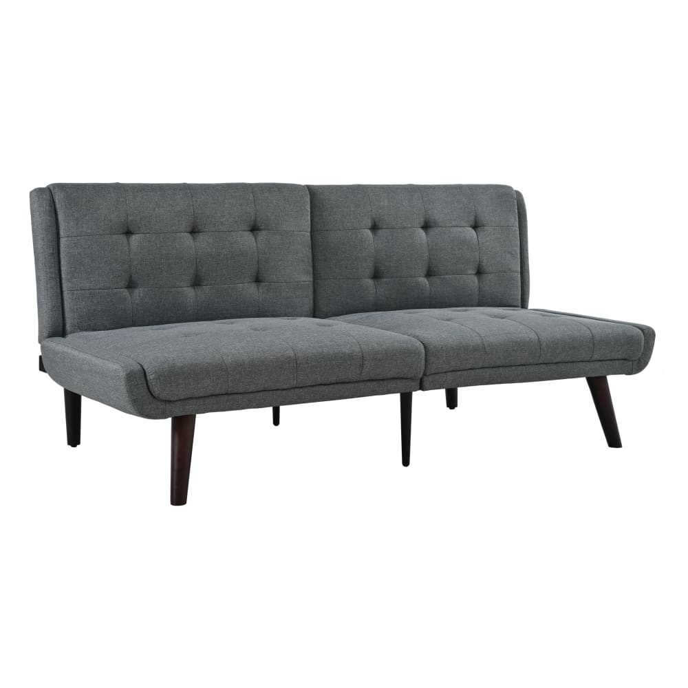 Canapé futon convertible 2 places en tissu gris – dossier réglable