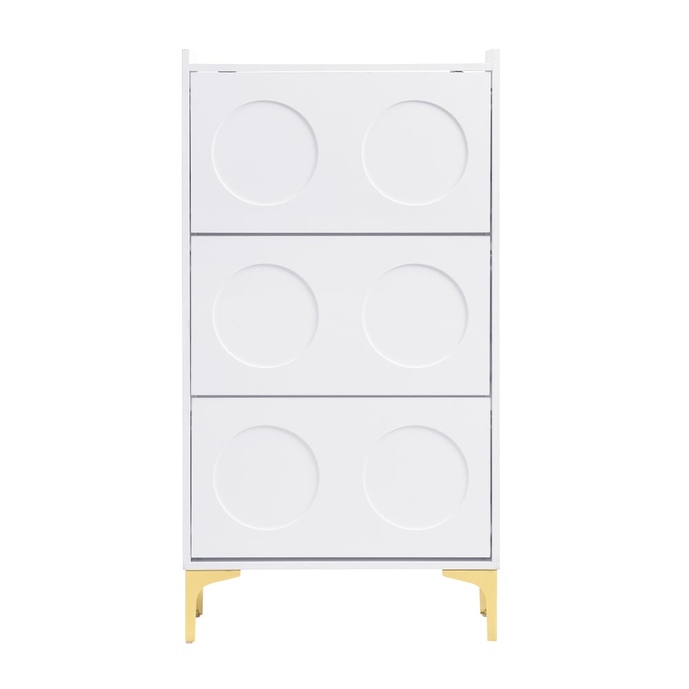 Meuble à chaussures 3 niveaux blanc avec portes