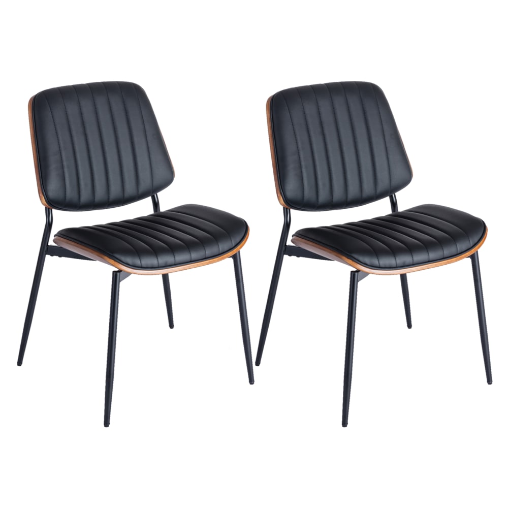 Urban Meuble Set aus 2 Vintage-Stühlen mit Gepolsterten Sitzen, Schwarz Schwarz Pvc - Polyvinlychlorid