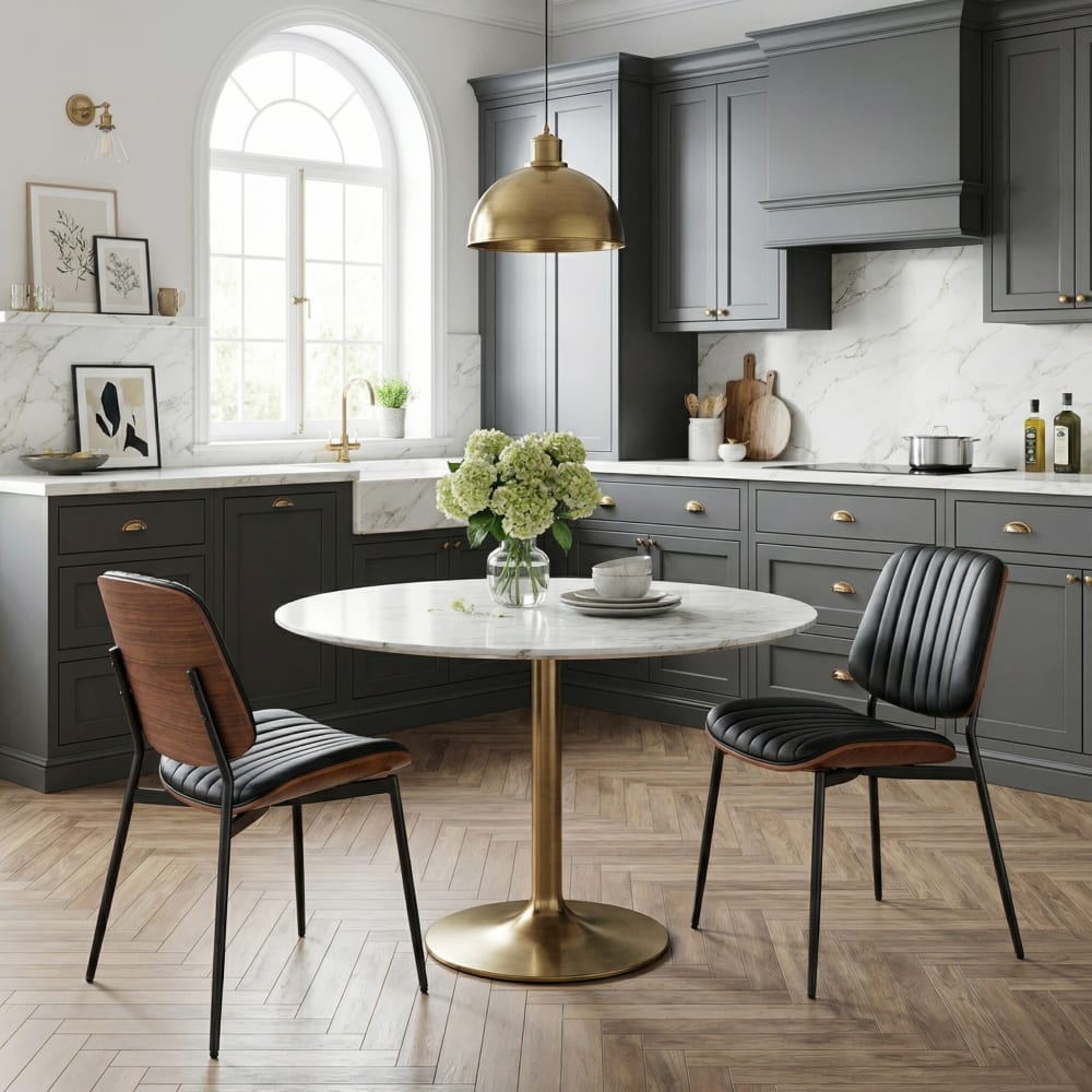 Lot de 2 Chaise vintage noir et bois avec assise rembourrée