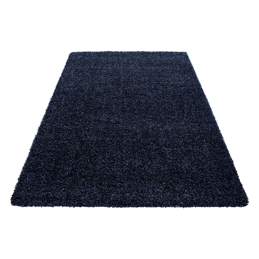 Tapis intérieur à poils longs bleu marine-80x250