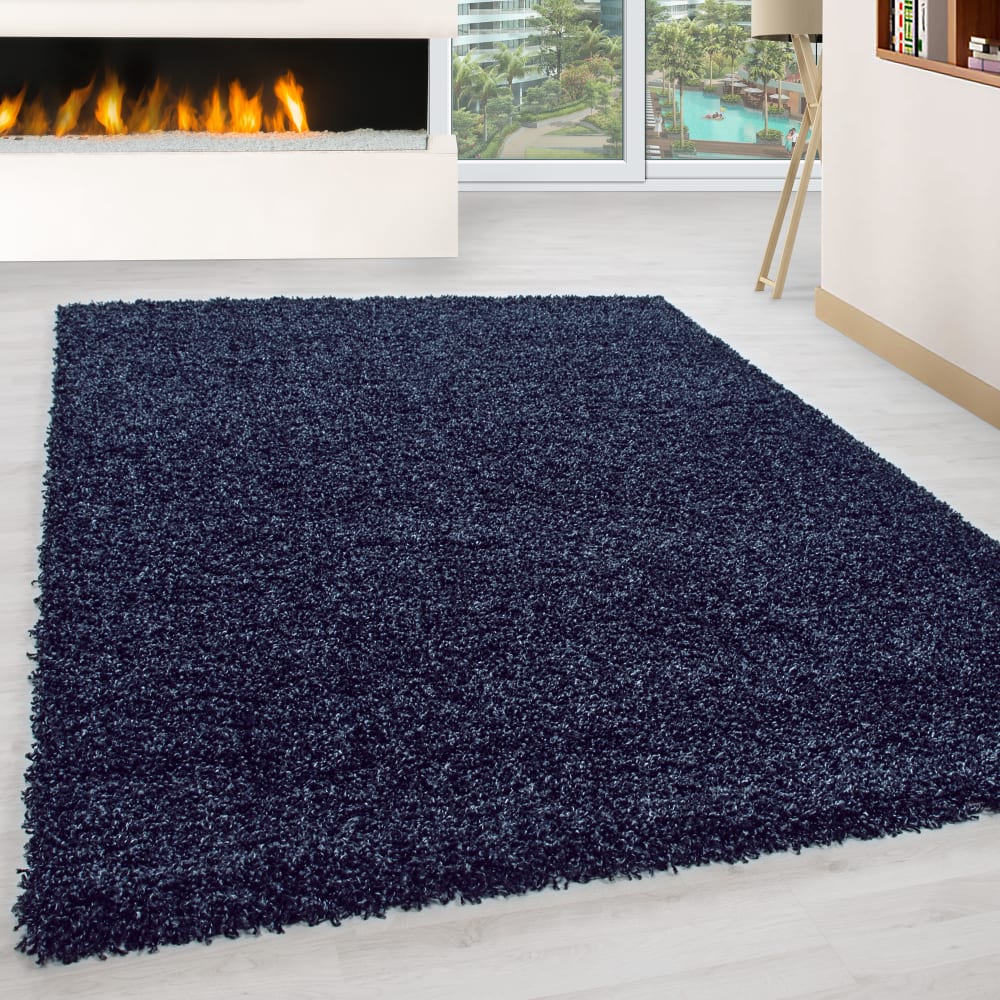 Tapis intérieur à poils longs bleu marine-120x170 — vue 3