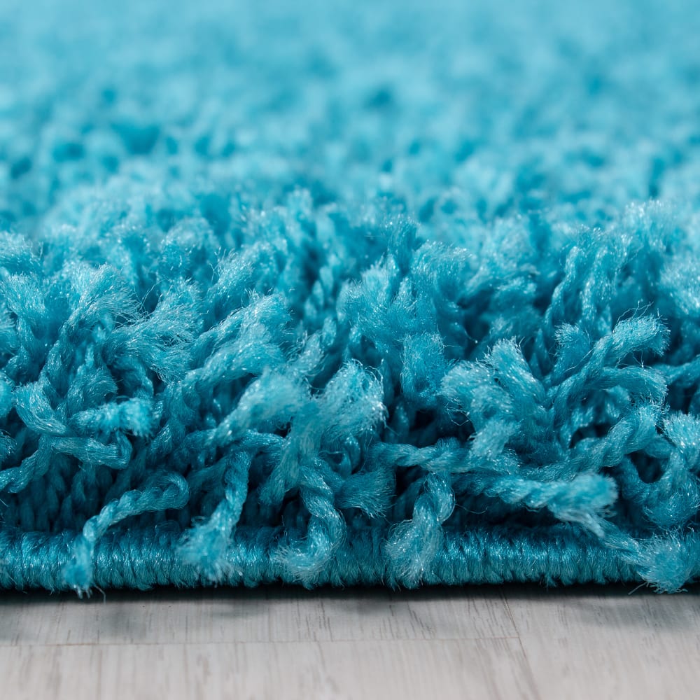 Tapis intérieur à poils longs turquoise-120x120 — vue 3