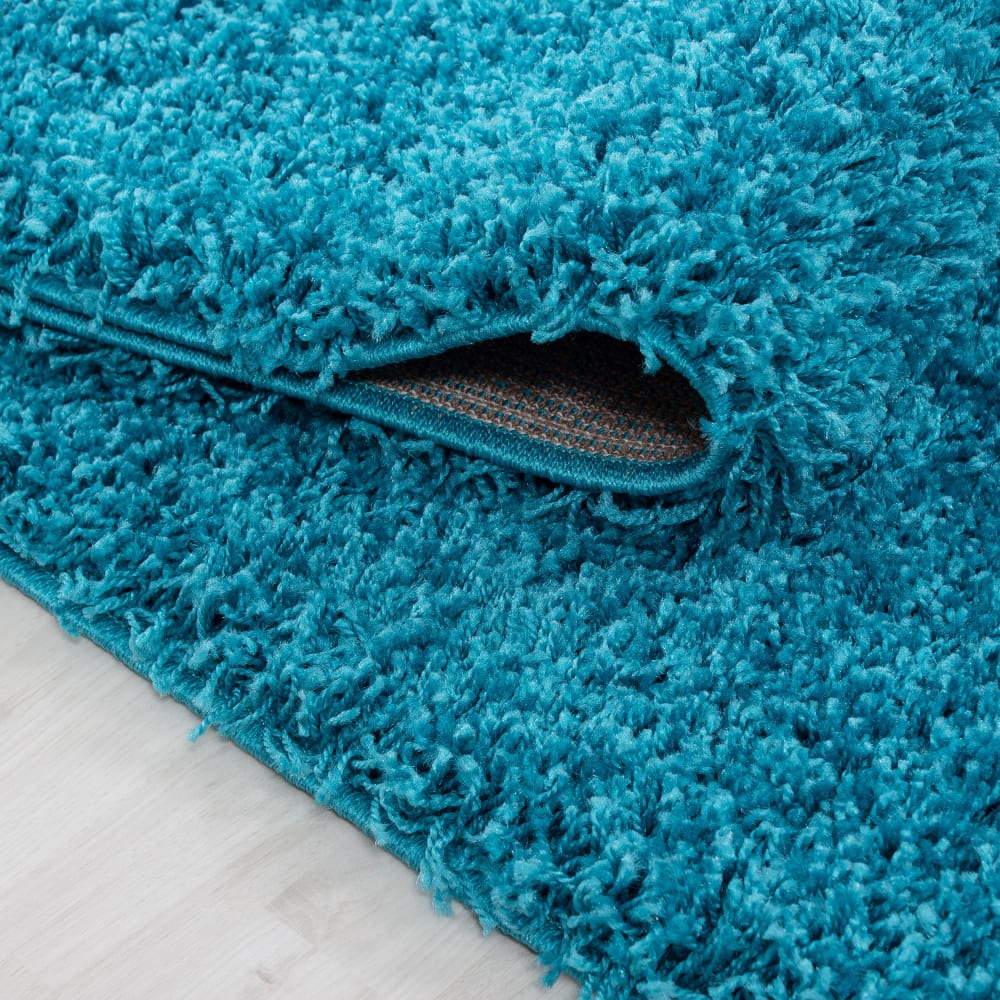 Tapis intérieur à poils longs turquoise-120x120 — vue 4