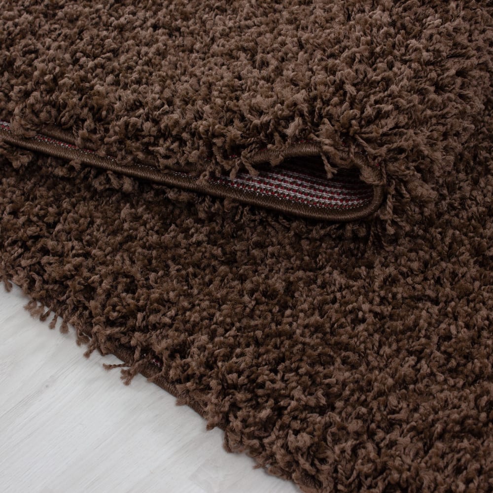 Tapis intérieur à poils longs marron-160x160 — vue 4