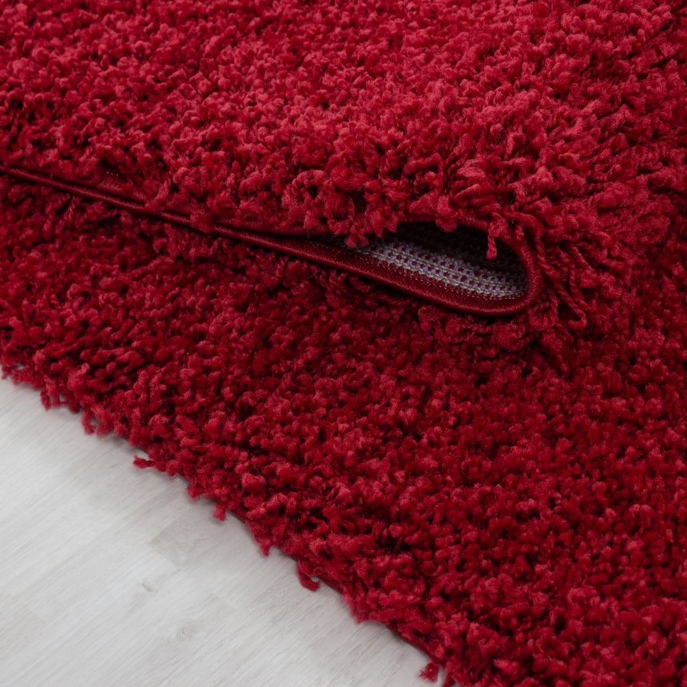 Tapis intérieur à poils longs rouge-160x160 — vue 4