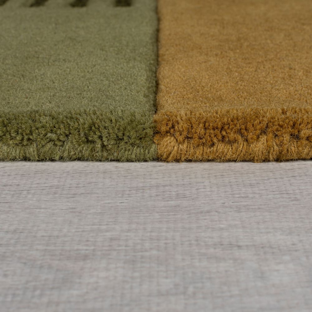 Tapis pure laine verte, grise, jaune et beige 200x290cm — vue 4