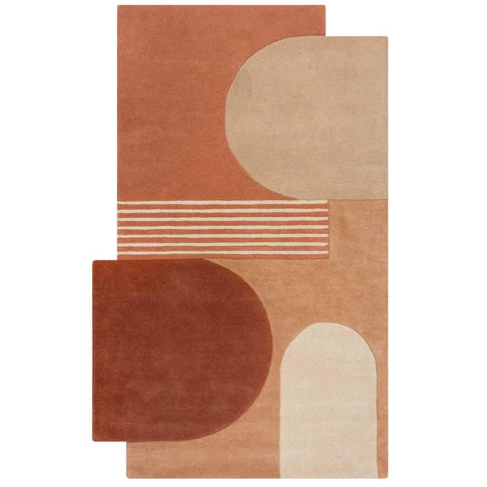Tapis pure laine terracotta et beige 150x240cm