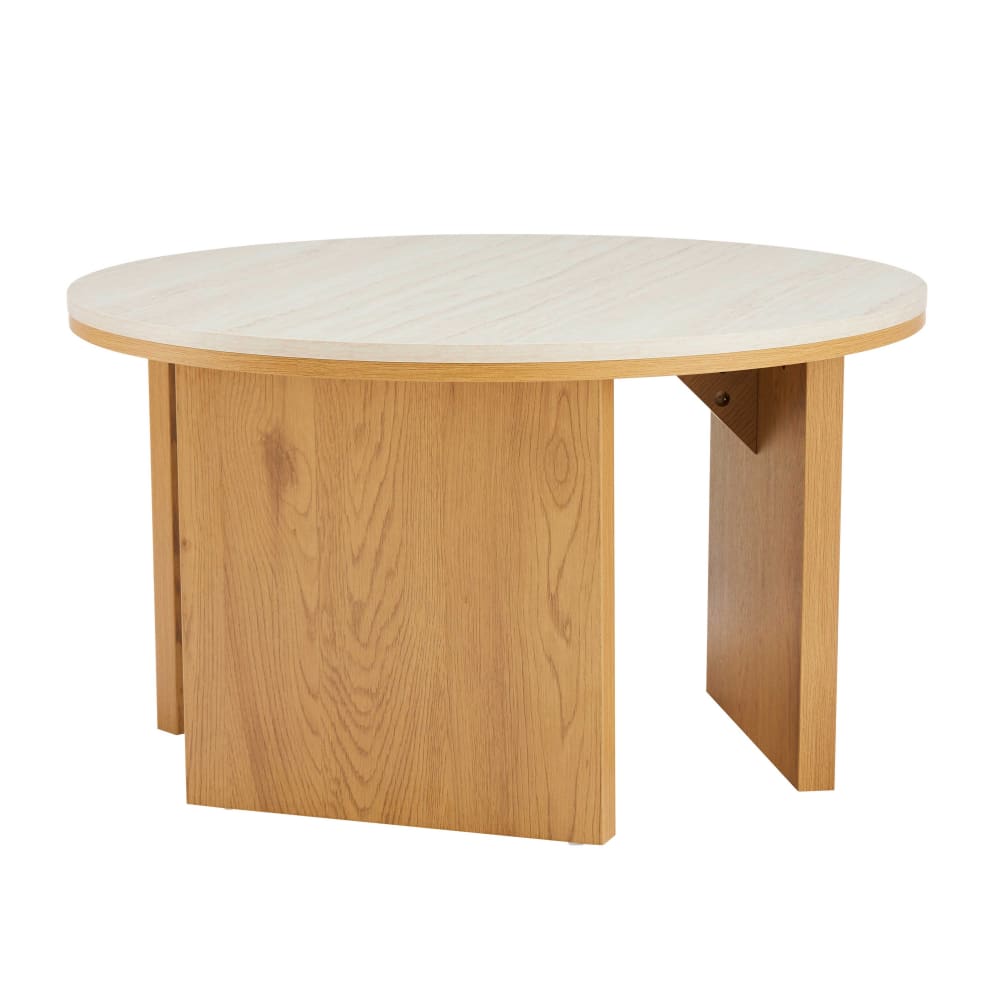 Table basse effet bois ronde diam 80 cm bois clair