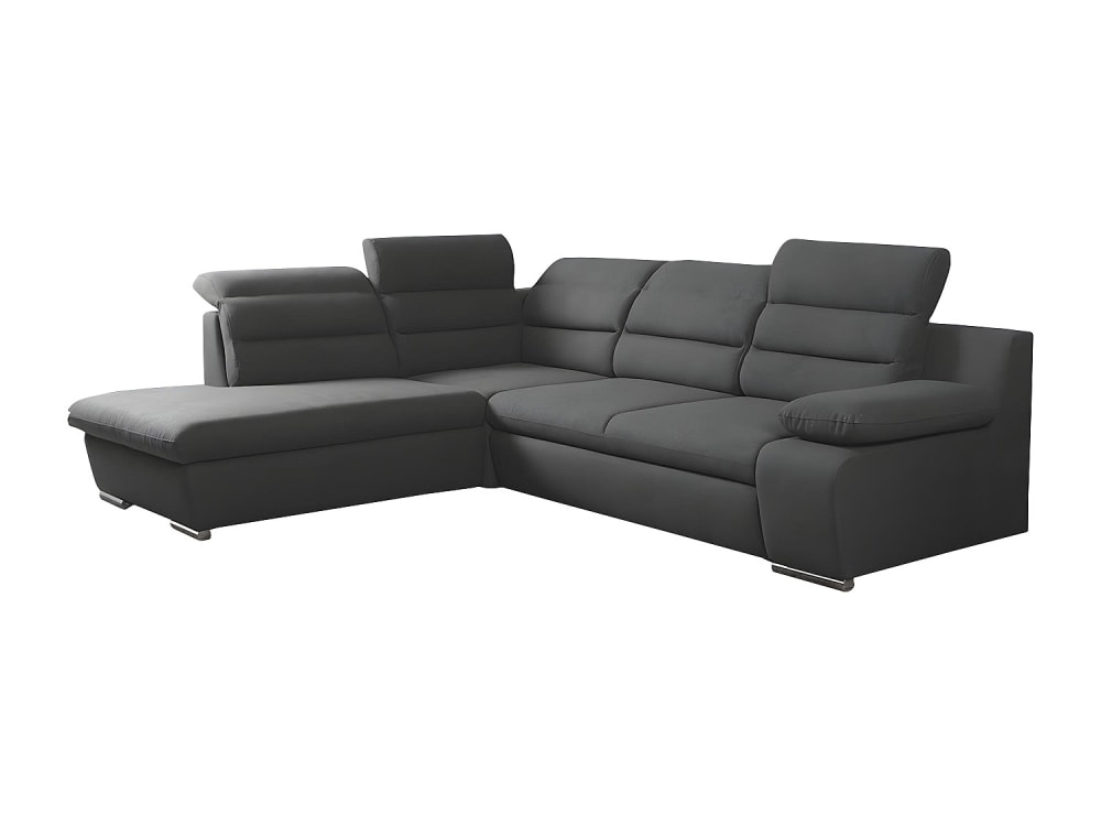 Canapé d'angle polyester 5 places gris anthracite